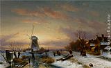 Landscape with skaters on the Ice by Charles Henri Joseph Leickert